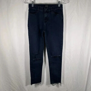 J Brand Jeans Women's 26 Dark Wash Blue Distressed Cotton Blend Cutoff